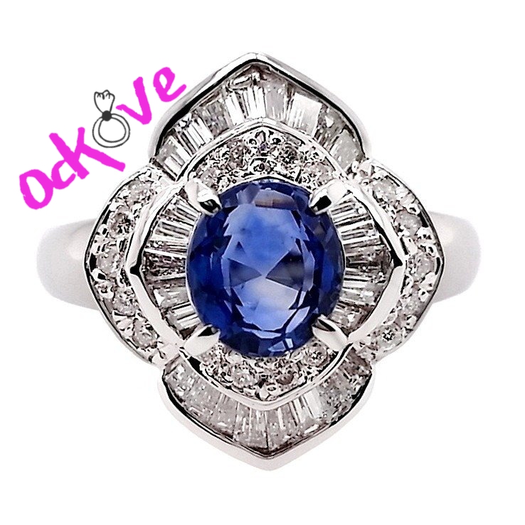 Platinový prsteň s mohutným Barma zafírom 1,73ct a 0,62ct diamantmi